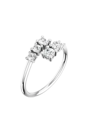 Double Degrade 18K White Gold Ring w. Lab-Grown Diamonds