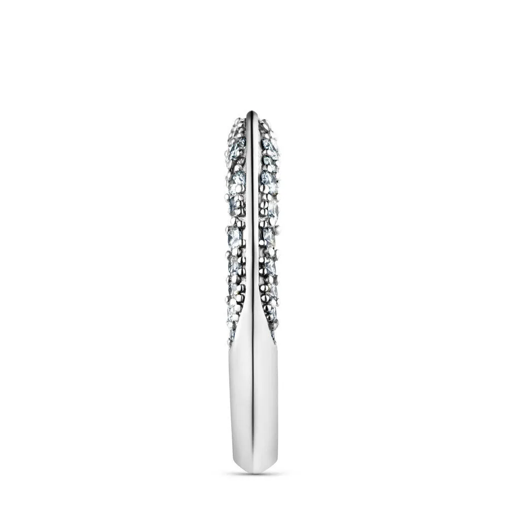 Double Pave 18K White Gold Ring w. Diamonds