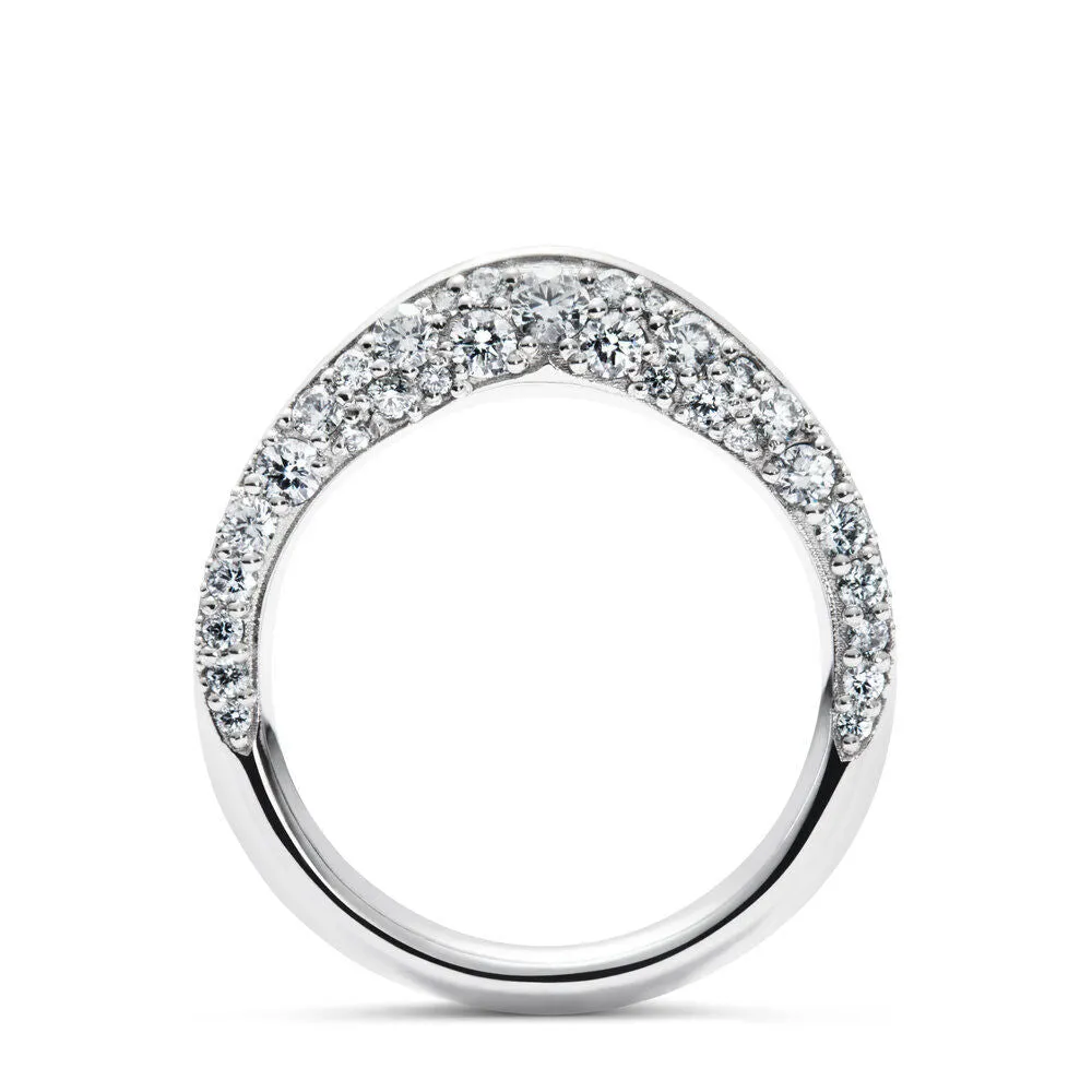 Double Pave 18K White Gold Ring w. Diamonds