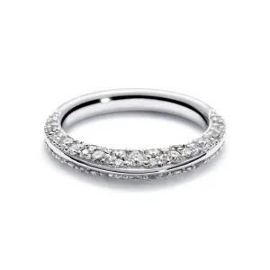 Double Pave 18K White Gold Ring w. Diamonds