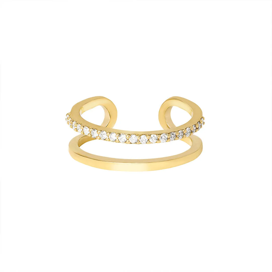 Double Trouble 18K Gold Ring w. Diamonds