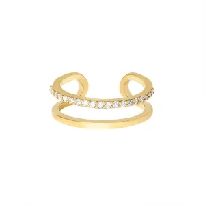 Double Trouble 18K Gold Ring w. Diamonds