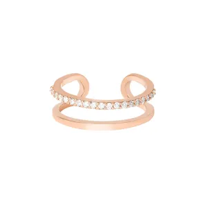 Double Trouble 18K Rose Gold Ring w. Diamonds
