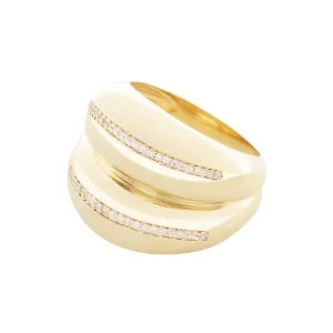 Double VOID 18K Gold Plated Ring w. Zirconias