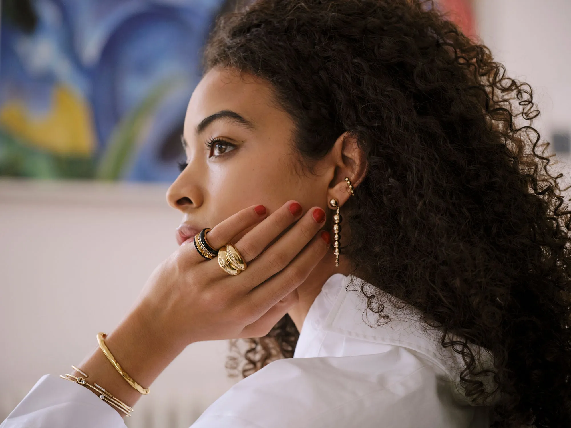Double VOID 18K Gold Plated Ring w. Zirconias