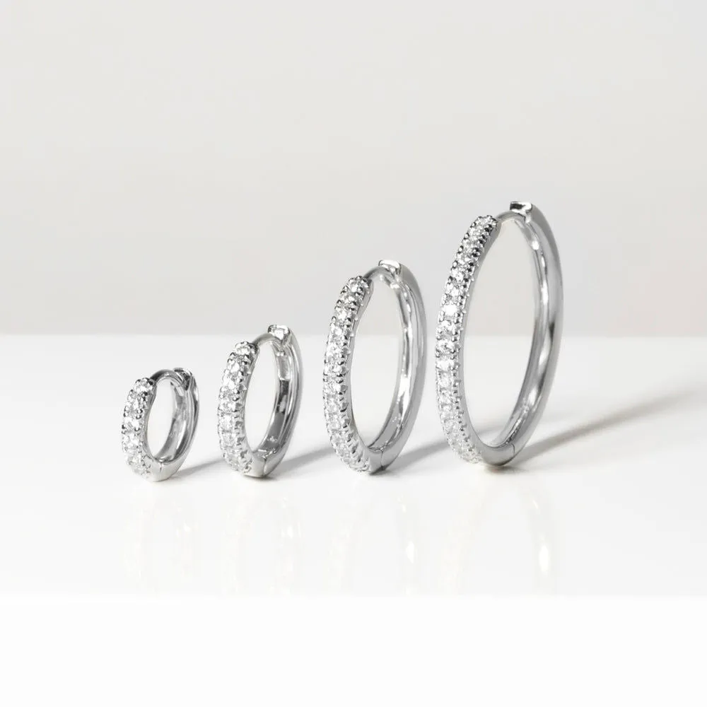 Ellera Medio Blue Silver Hoops w. Zirconia