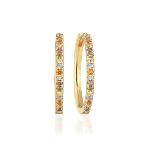 Ellera X-Grande Mixed Colours 18K Gold Plated Hoops w. Zirconia