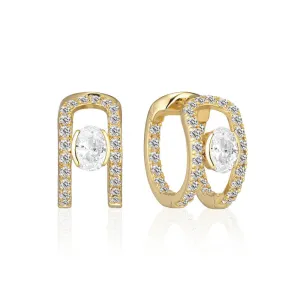 Ellisse Carezza 18K Gold Plated Huggies w. Zirconia