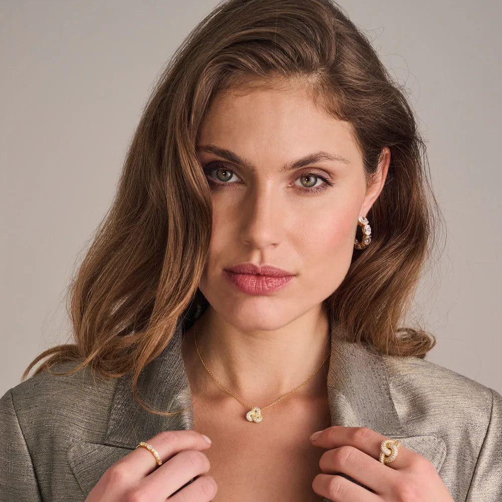 Ellisse Creolo 18K Gold Plated Hoops w. White Zirconia
