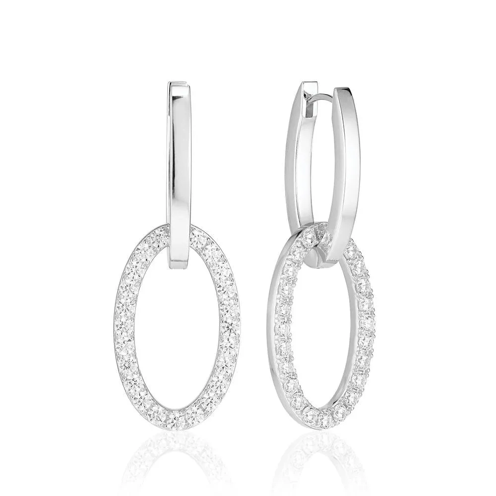 Ellisse Due Silver Earrings w. Zirconia