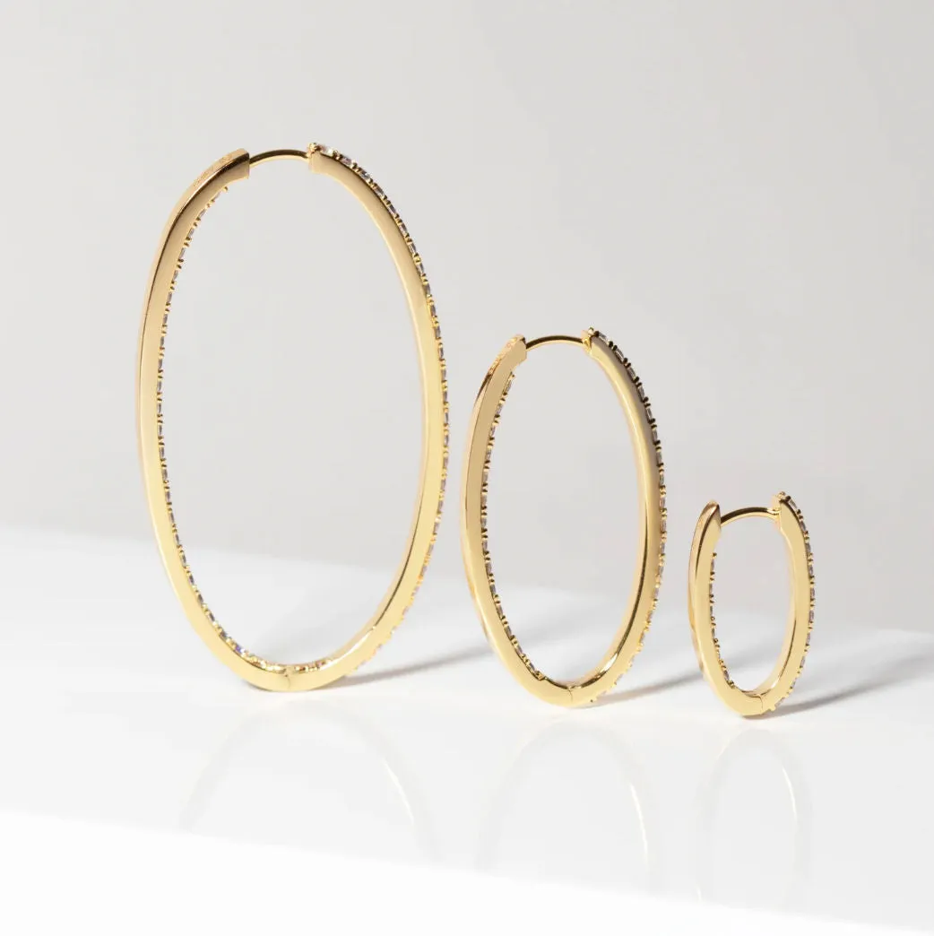 Ellisse Grande 18K Gold Plated Hoops w. Colored Zirconias