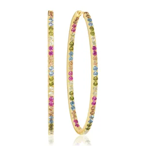 Ellisse Grande 18K Gold Plated Hoops w. Colored Zirconias