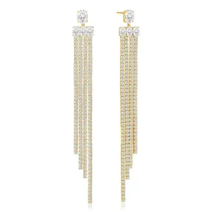 Ellisse Lungo Exclusive Grande 18K Gold Plated Earrings w. Zirconias