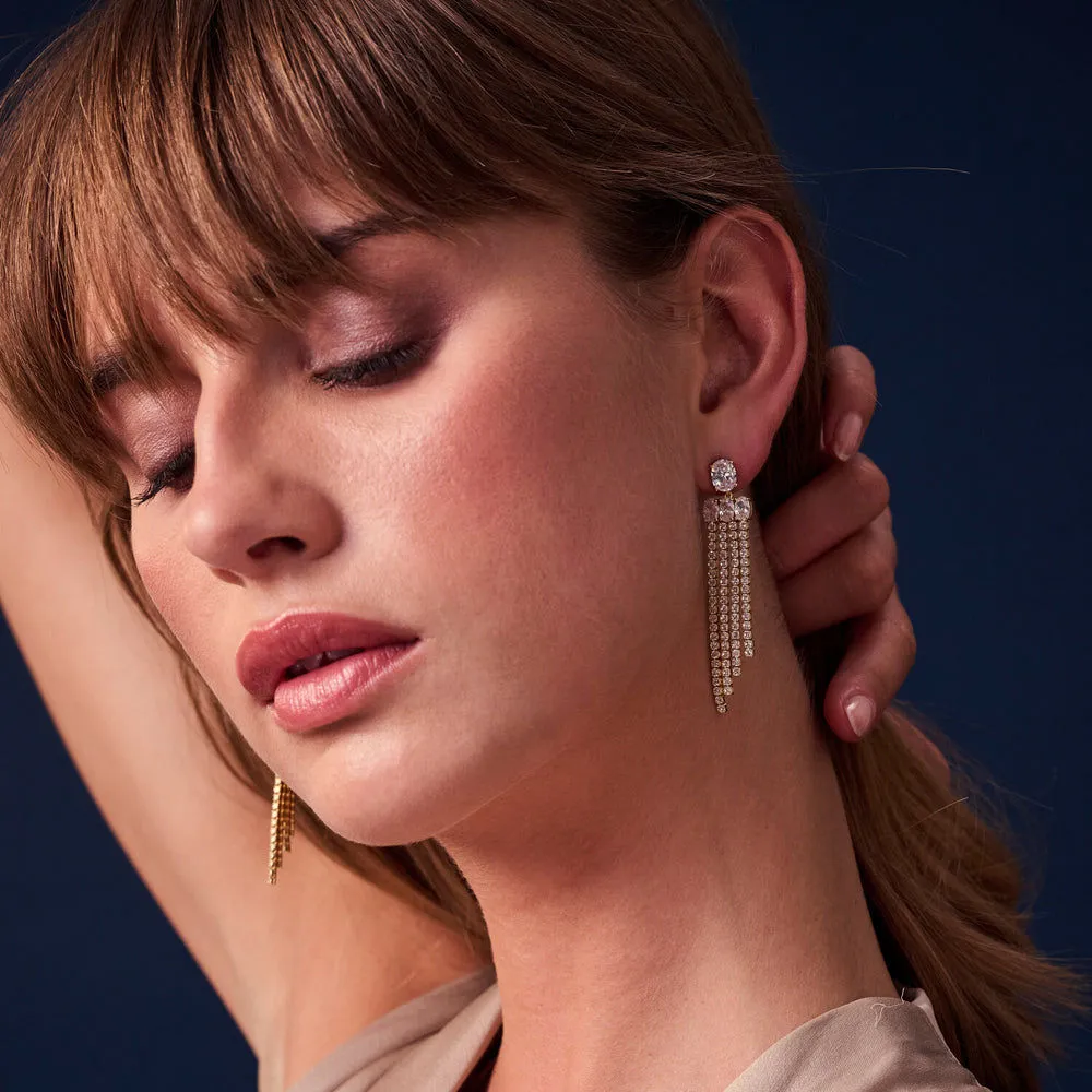 Ellisse Lungo Exclusive Piccolo 18K Gold Plated Earrings w. Zirconias