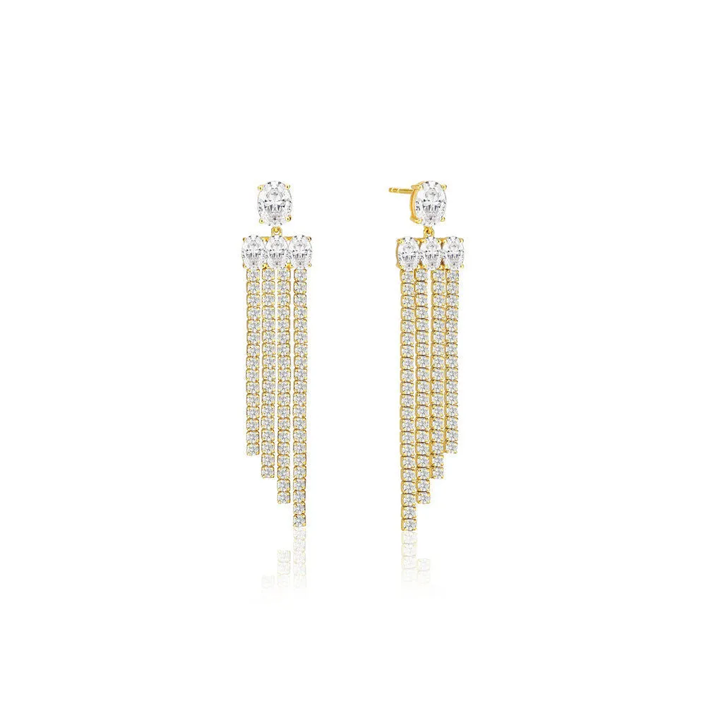 Ellisse Lungo Exclusive Piccolo 18K Gold Plated Earrings w. Zirconias
