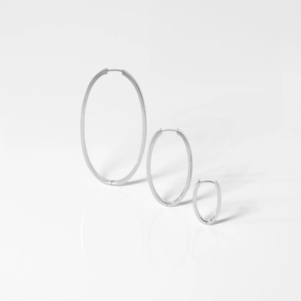 Ellisse Pianura Grande Silver Hoops