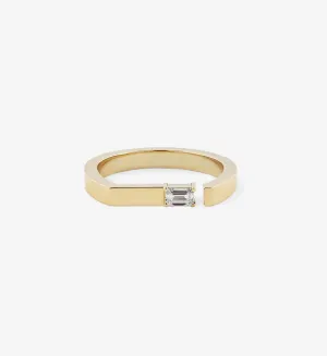 Emerald-Cut Diamond Split Bar Ring 0.15
