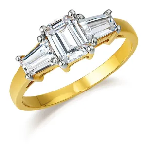 Emerald Cut Trilogy Ring