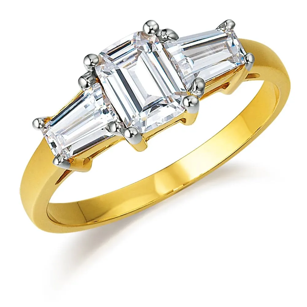 Emerald Cut Trilogy Ring