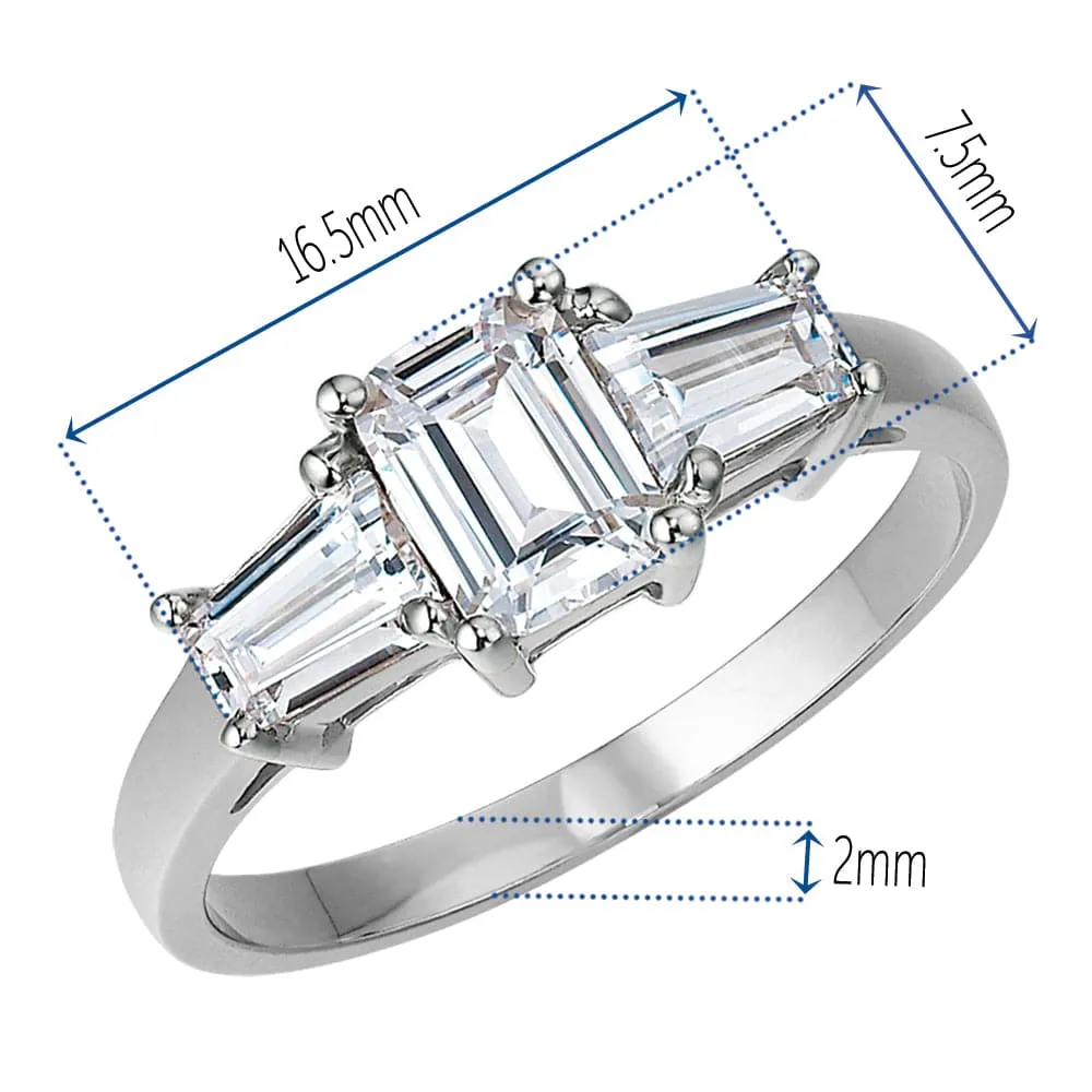 Emerald Cut Trilogy Ring