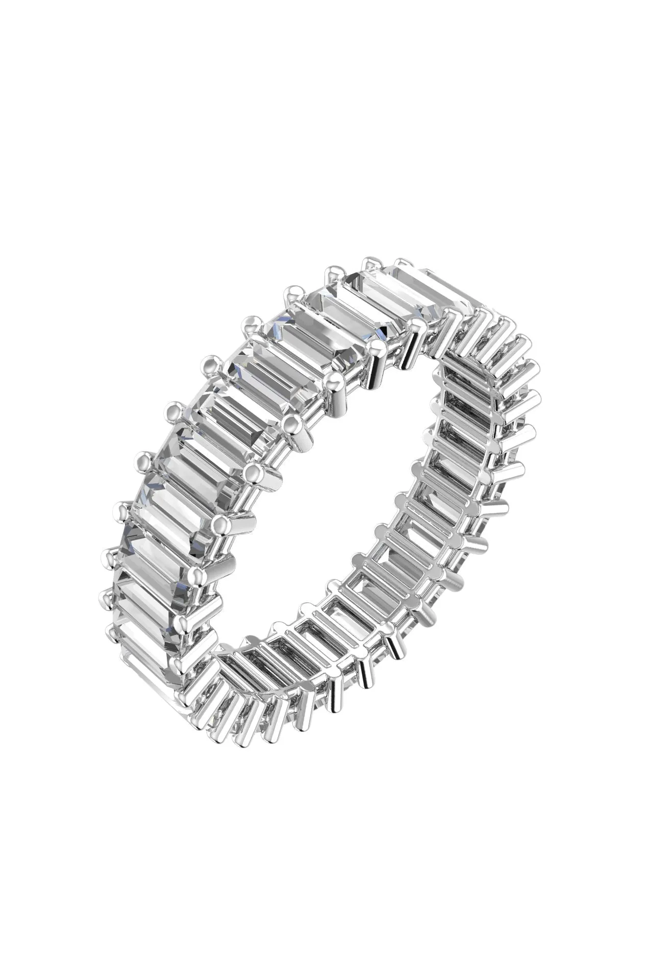 Eternity Baguette Band 18K White Gold Ring w. Lab-Grown Diamonds