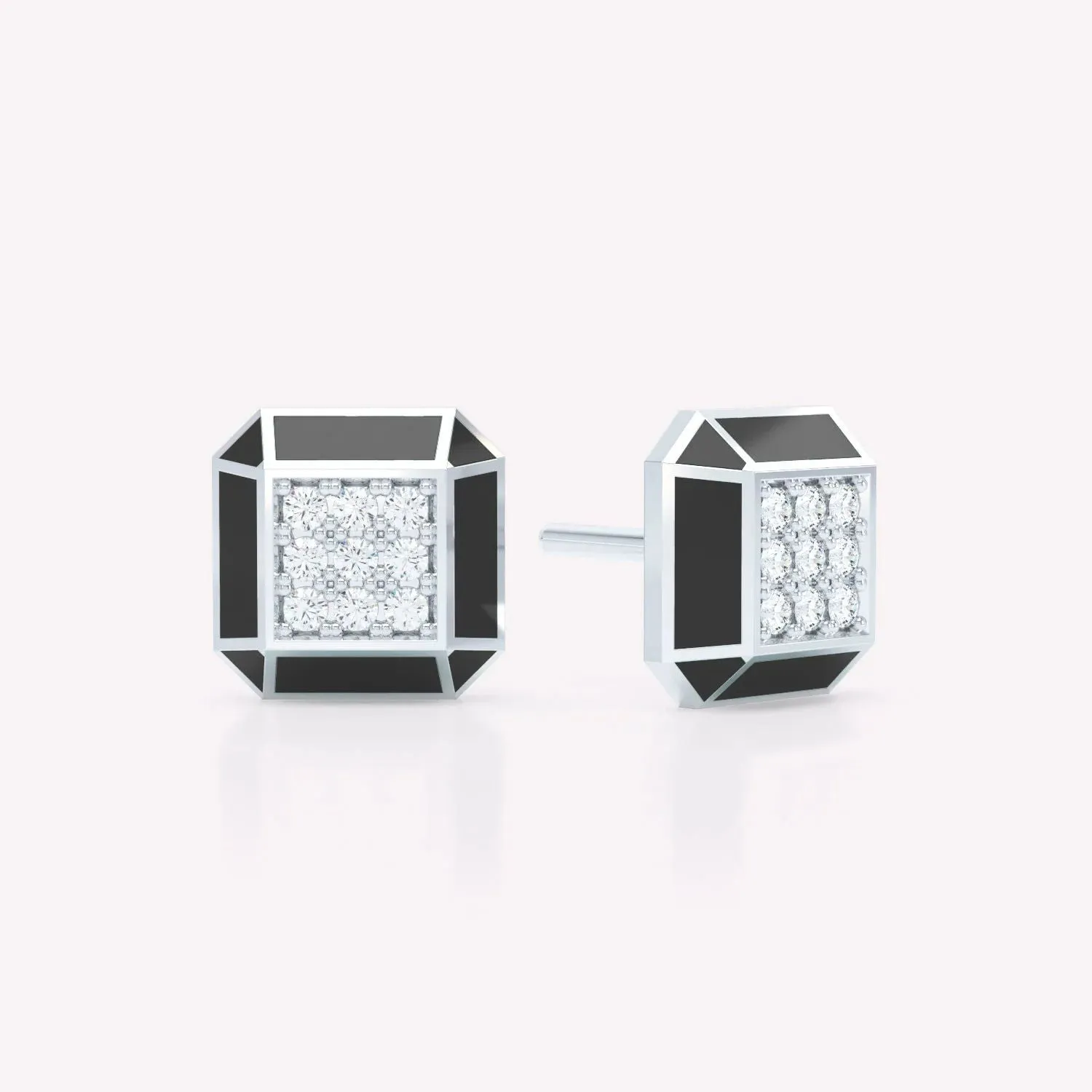 Eternity Black 18K Whitegold Studs w. Lab-Grown Diamonds