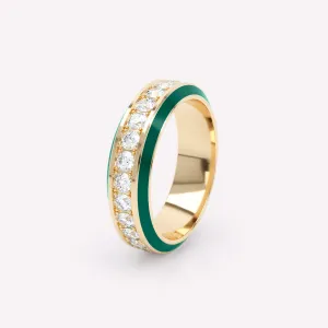 Eternity Green 6mm 18K Gold Ring w. Lab-Grown Diamonds