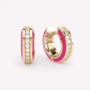 Eternity Pink 18K Gold Huggies w. Lab-Grown Diamonds