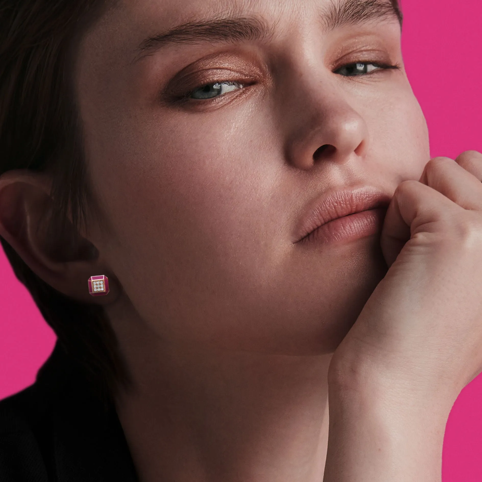 Eternity Pink 18K Whitegold Studs w. Lab-Grown Diamonds