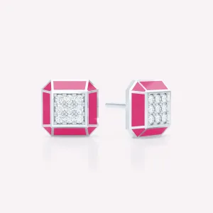 Eternity Pink 18K Whitegold Studs w. Lab-Grown Diamonds