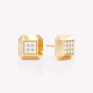 Eternity polished 18K Gold Studs w. Lab-Grown Diamonds