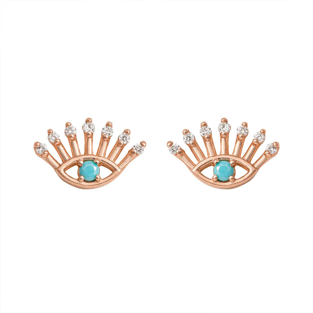 Evil Eye Part I 18K Rose Gold Stud w. Diamonds