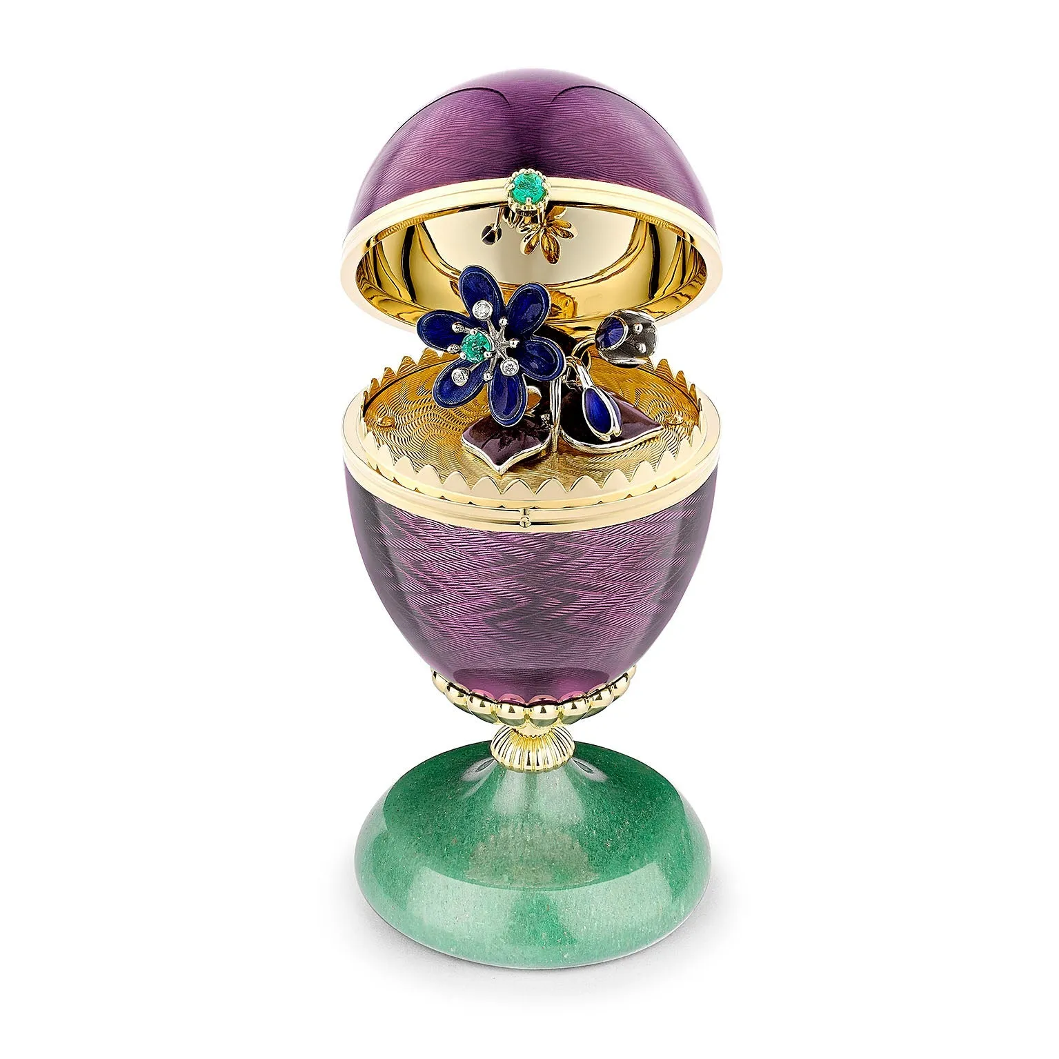 Faberge 18ct Yellow Gold Purple Enamel Limited Edition Egg Objet with Anemone Surprise