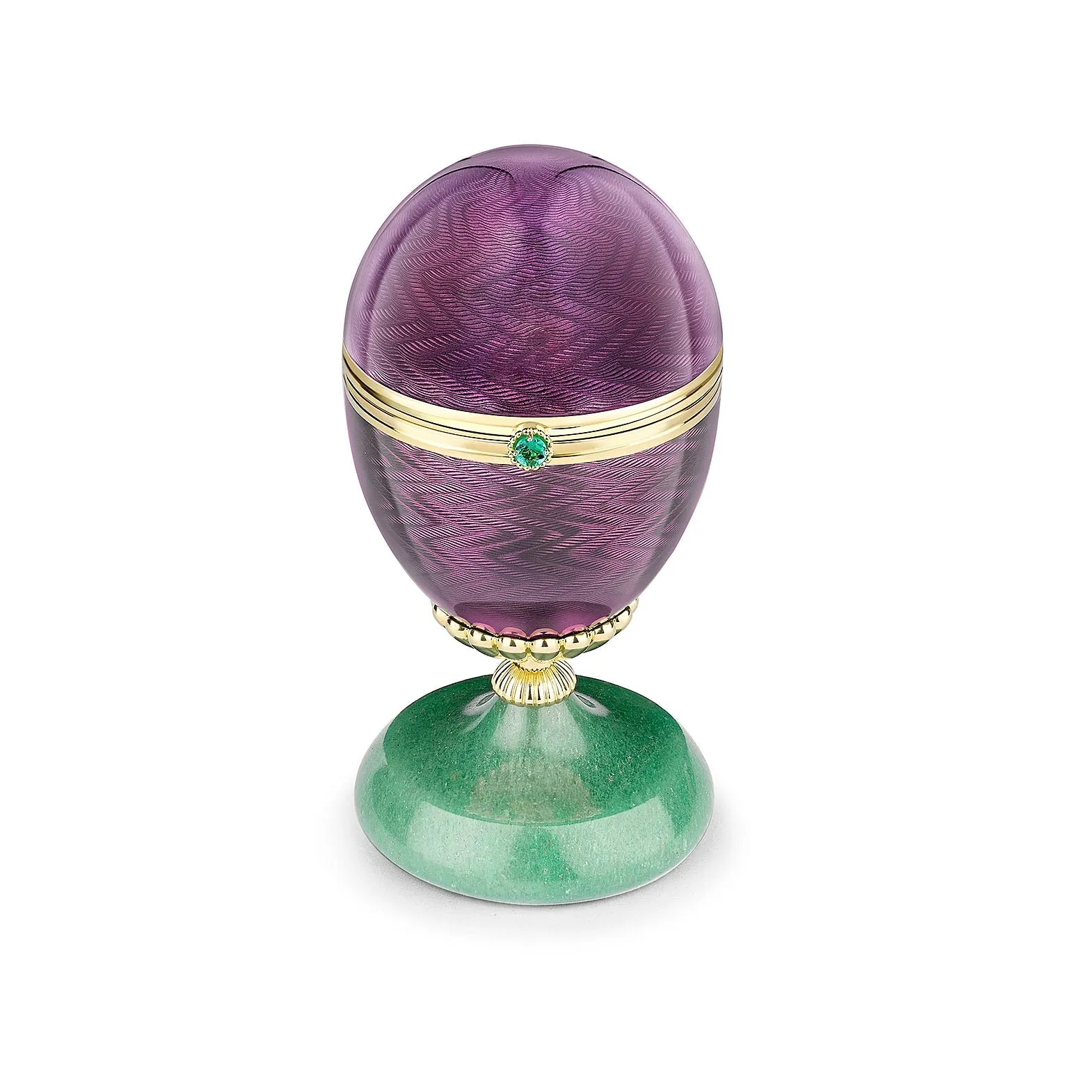 Faberge 18ct Yellow Gold Purple Enamel Limited Edition Egg Objet with Anemone Surprise