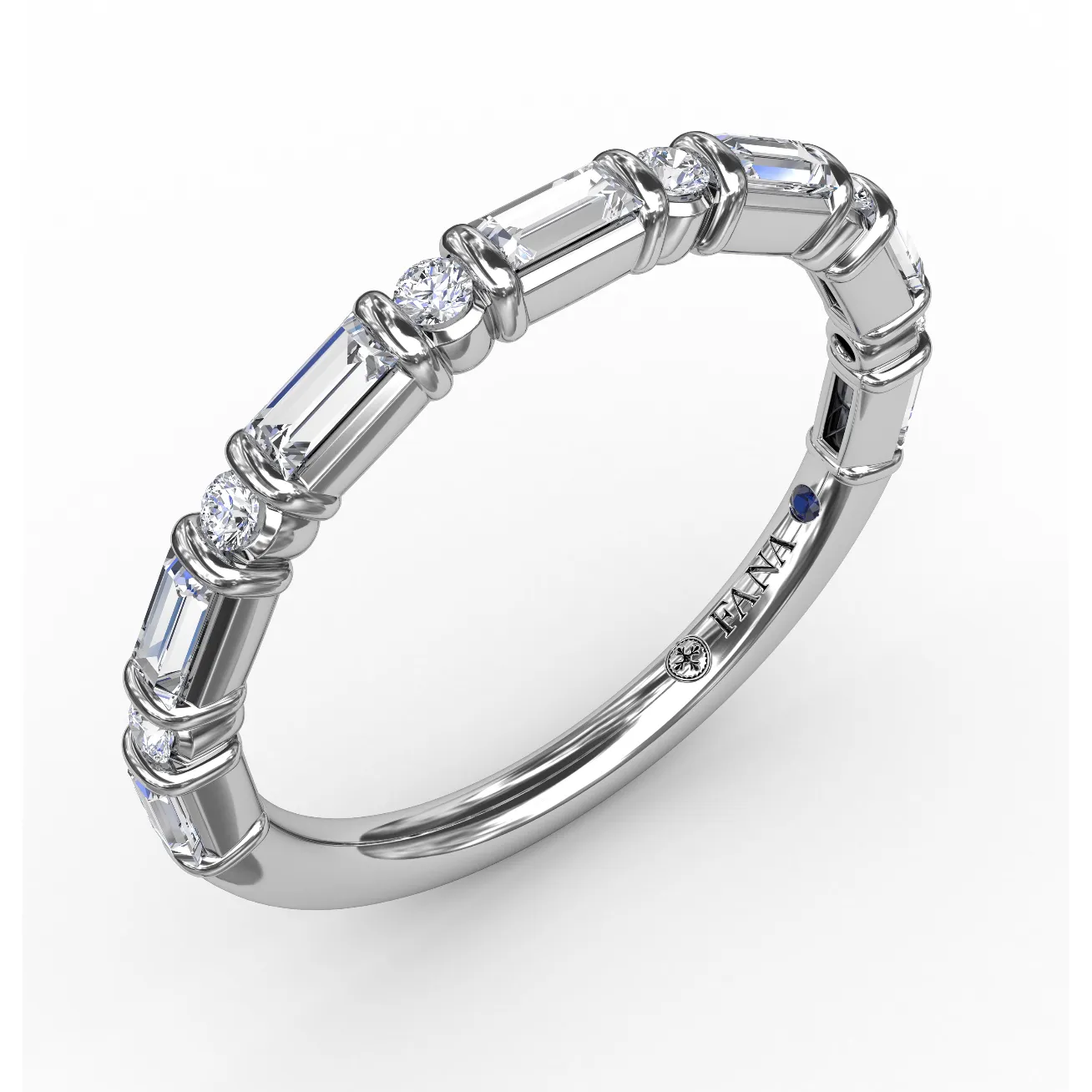 Fana 14K White Gold And Diamond Baguette Wedding Band