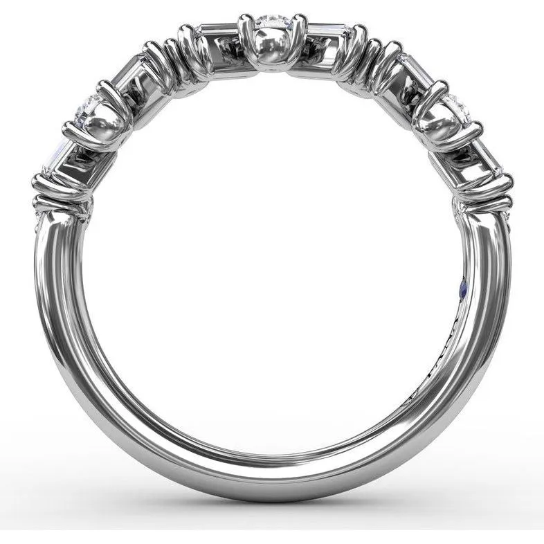 Fana 14K White Gold And Diamond Staggered Baguette Band