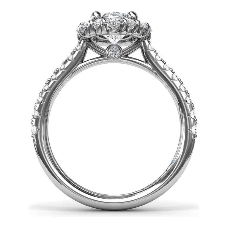 Fana 14K White Gold Diamond Graduated Oval Halo Engagement Ring