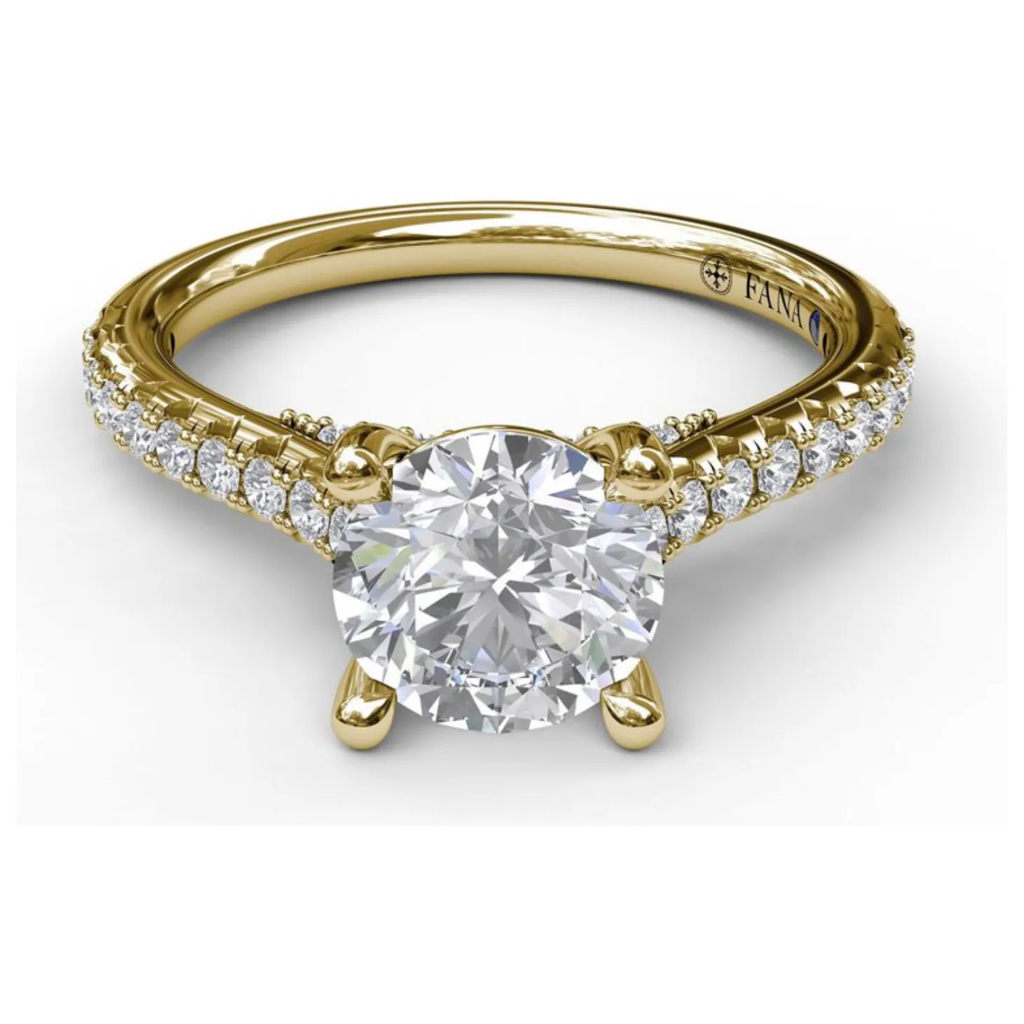 Fana 14K Yellow Gold and Diamond Straight Row Delicate Engagement Ring