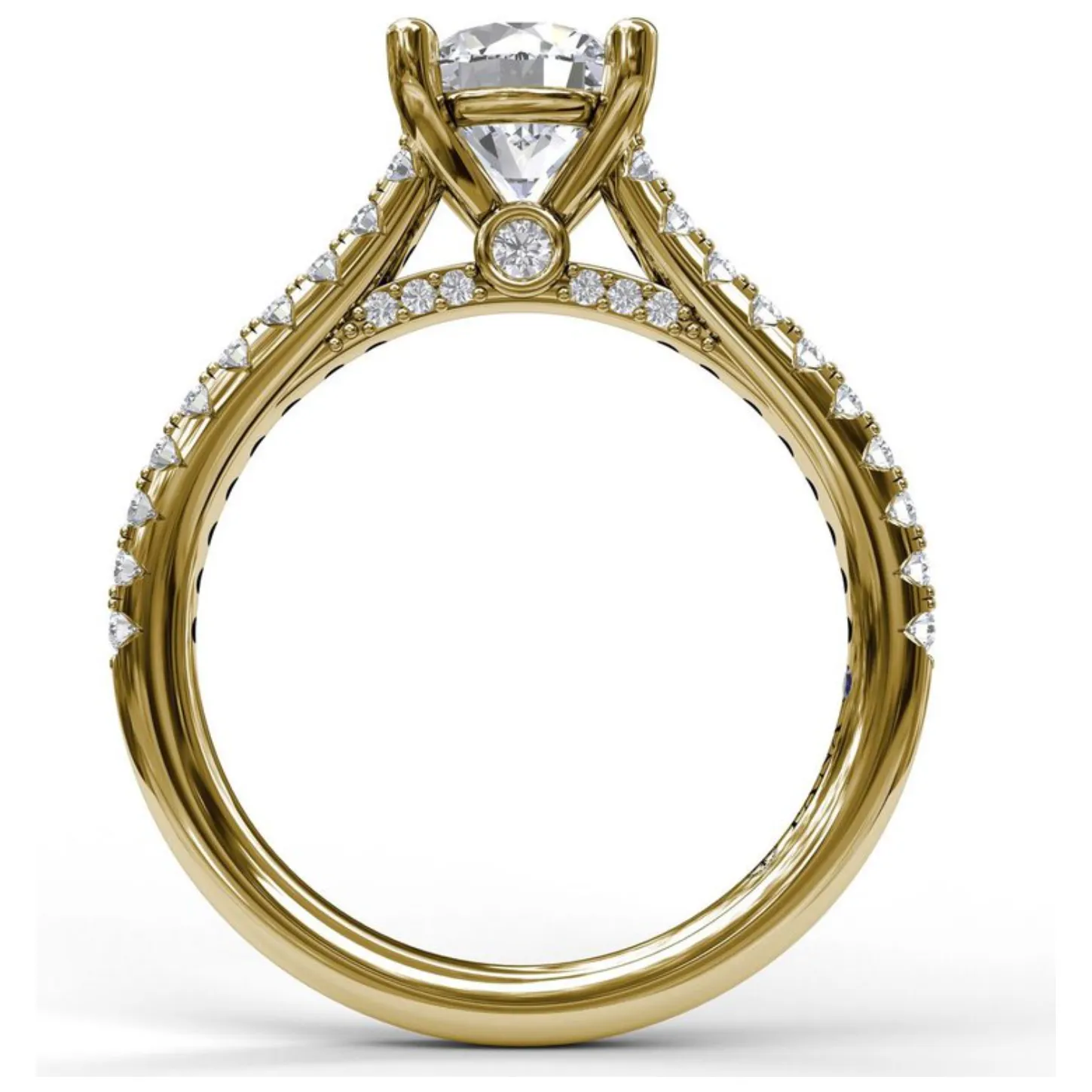 Fana 14K Yellow Gold and Diamond Straight Row Delicate Engagement Ring