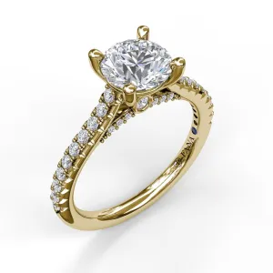 Fana 14K Yellow Gold and Diamond Straight Row Delicate Engagement Ring