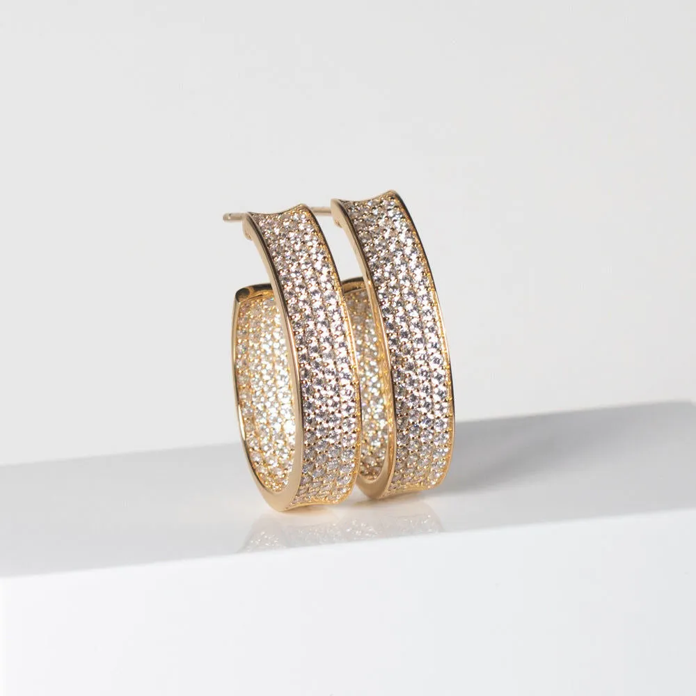 Felline Concavo 18K Gold Plated Earrings w. Zirconias