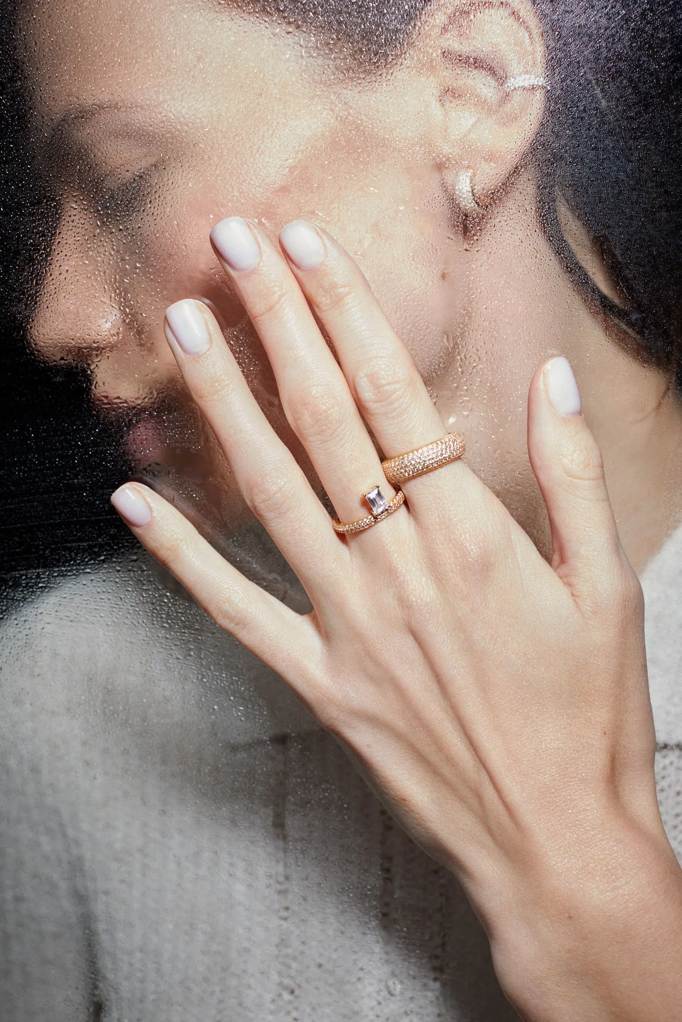 Floating Emerald Pave 18K Rosegold Ring w. Lab-Grown Diamond