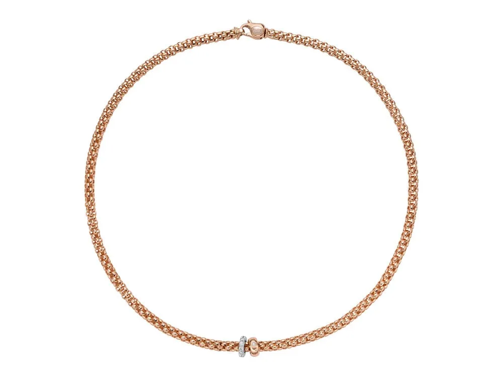 Fope Solo 18ct Rose Gold 0.29ct Diamond 43cm Necklace