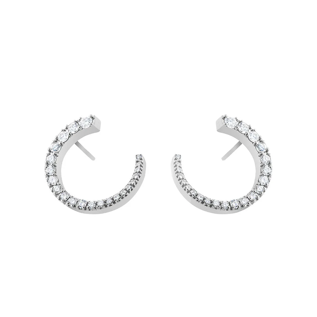 Forever and Always 18K White Gold Earring w. Diamonds