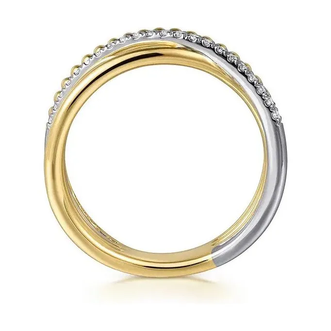Gabriel 14K Two-Tone Bujukan Criss Cross Fashion Ring