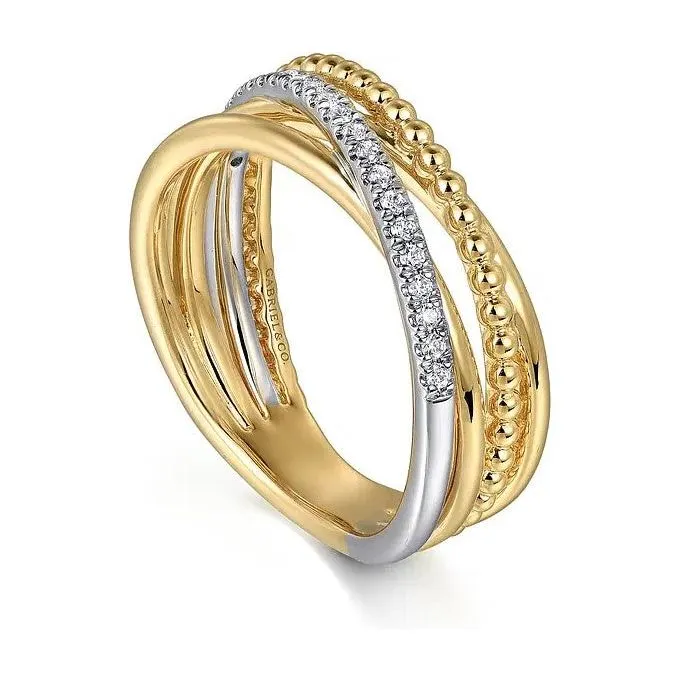Gabriel 14K Two-Tone Bujukan Criss Cross Fashion Ring