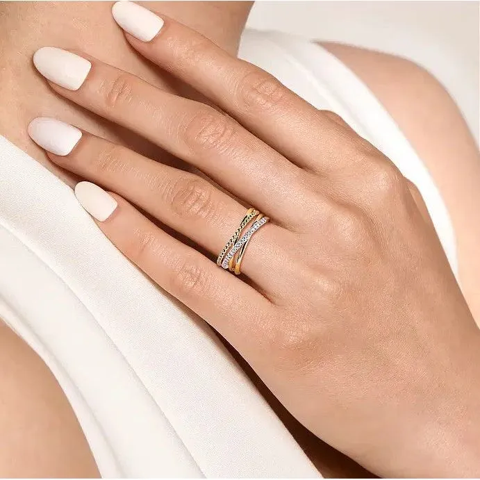 Gabriel 14K Two-Tone Bujukan Criss Cross Fashion Ring