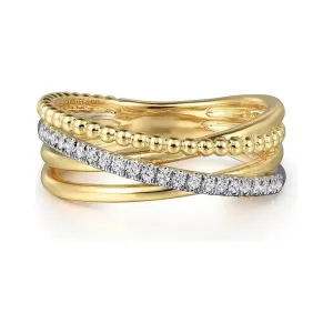 Gabriel 14K Two-Tone Bujukan Criss Cross Fashion Ring