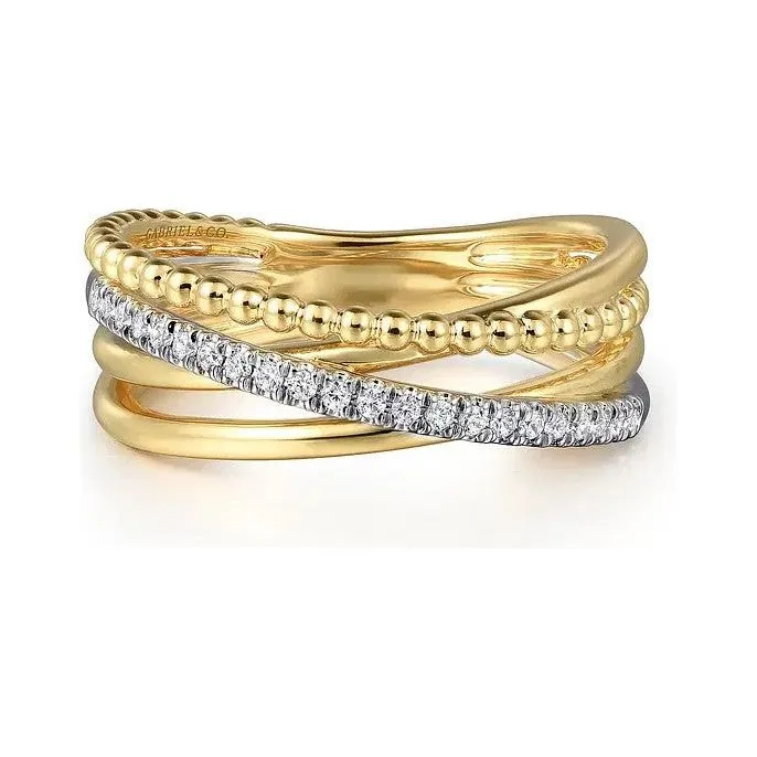 Gabriel 14K Two-Tone Bujukan Criss Cross Fashion Ring