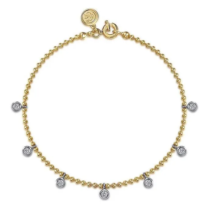 Gabriel 14K Two-Tone White Sapphire Bujukan Droplet Bracelet